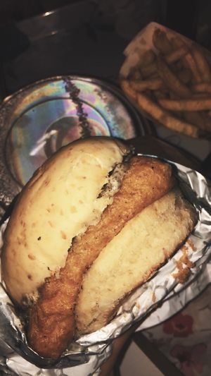 Unfish burger was okay! But i didnt like the sauce!  at Mock in Kuwait City