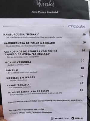 Menu 1 at Meraki in Oviedo