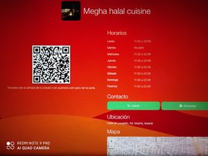 QR at Megha Halal Cuisine in Madrid