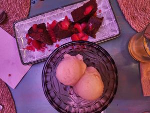 Brownie and pear ice cream at Klein84 in Malgrat De Mar