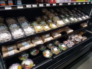 Some of the grab-and-go section. It's a mix of meat, vegetarian, and vegan options. at Rory's Market in Mashpee