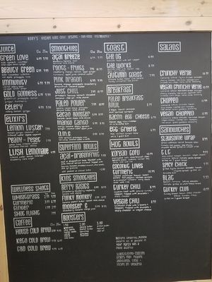 The cafe menu as of October 2019 at Rory's Market in Mashpee