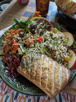 Spicy chickpea roll and salad at The Sondes Tea House & General Stores in Faversham