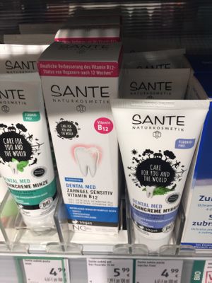 Vegan toothpaste  at DM Drogerie Markt in Poprad