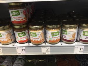 Organic nut creams at DM Drogerie Markt in Poprad