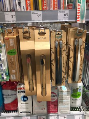 Ecologic toothbrushes at DM Drogerie Markt in Poprad