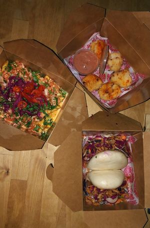 Bao bun, cauliflower and kimchi fries at BaoBun Botanic in Belfast