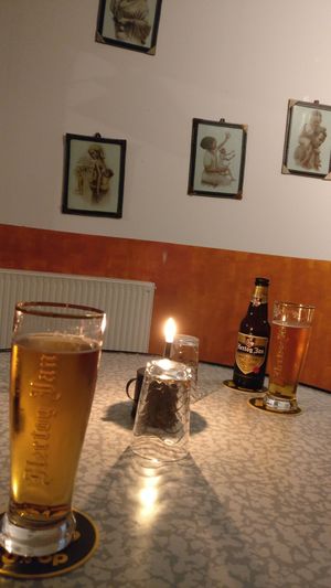 Enjoying a nice beer in this restaurant which feels like a restaurant where you are eating at someone's home because of the personal atmosphere and the kind woman running it at Ethiopisch Eethuis Sarah in Leeuwarden