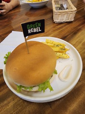 Original burger at Tyfel Coffee in Jakarta