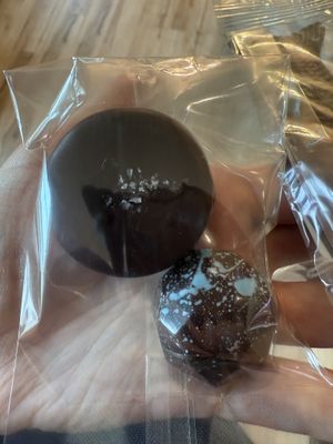 Blueberry lemon (small), and peanut butter (large)  at Grocer's Daughter Chocolate in Empire