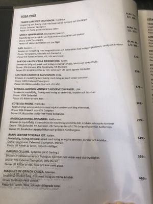 Menu as of May 2019 at Pappa Blå in Borgholm