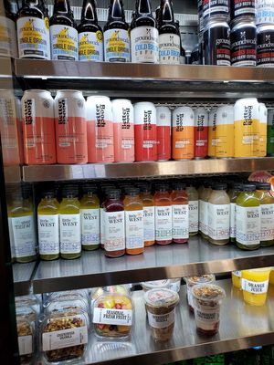 Juices and kombucha at Groundwork Coffee in North Hollywood