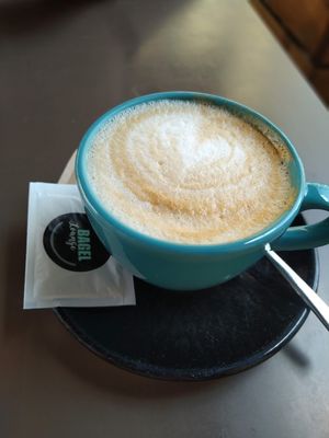 Cappuccino with soy milk at Bagel Lounge  in Karlovy Vary