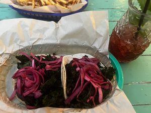 Black bean and kale taco without cheese  at Tubby's Ice House in Fredericksburg