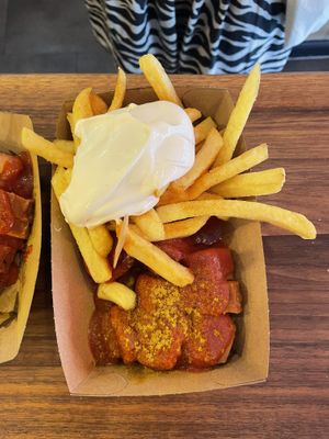 Currywurst & Pommes  at Curry 61 in Berlin