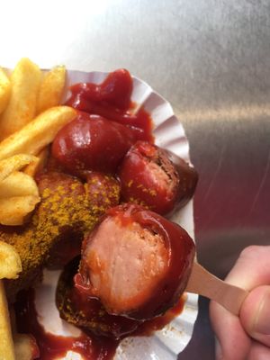 Vegan currywurst  at Curry 61 in Berlin