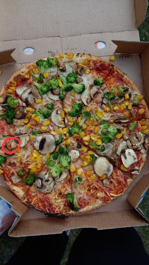 hähnchen auf der !!veganen!! pizza at Domino's Pizza in Dusseldorf