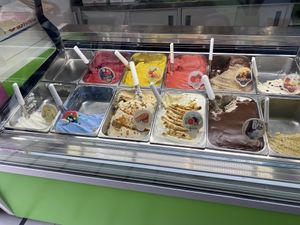 several fruit flavors are vegan   at Gelateria Leone in Fazana
