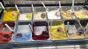 On the other side are more sorts of ice cream  at Gelateria Leone in Fazana