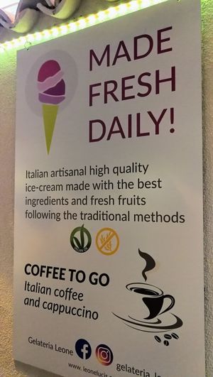 Sign. at Gelateria Leone in Fazana