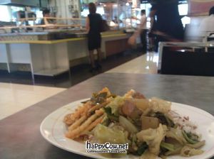 dish and view of booth at Shine Tong - Vegetarian Food Booth in Bangkok