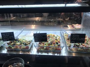 Cauliflower and spinach salad, Mediterranean salad, quinoa salad at Artichoka in Belgrade