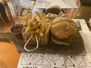 Vegan burger and bao  at Nomad Urban Eatery in Seef