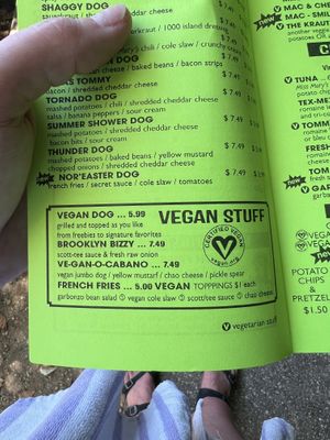 A whole section dedicated to vegan options!  at Hot Dog Tommy's in Cape May