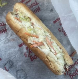 VEGAN DOG (V) with vegan coleslaw  at Hot Dog Tommy's in Cape May