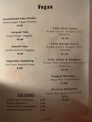 separate vegan menu  at Roots Experience in Lisbon
