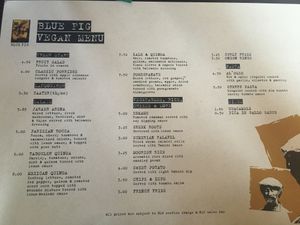 Vegan menu at Blue Fig in Amman
