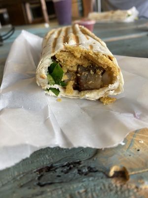 Vegan soyrizo burrito  at City Market Coffee Roasters in Kansas City