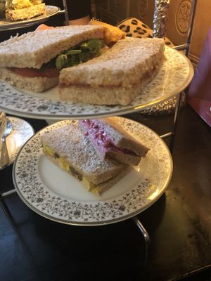 Tomato and Rocket Salad, Balsamic Sweet Potato, Beetroot and Fennel Slaw, Vegan Coronation Quorn, and Hummus with Roast Tomato and Vegetables sandwiches at Cup in Glasgow