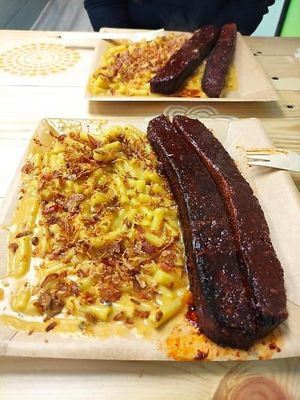 mac and cheese and seitan ribs at Earth's Kitchen  in Birmingham