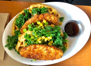 Chicken and waffles at Native Foods in West Los Angeles