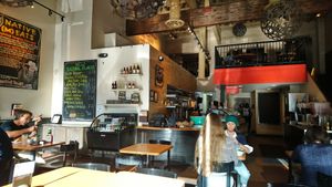 Inside window view at Native Foods in West Los Angeles