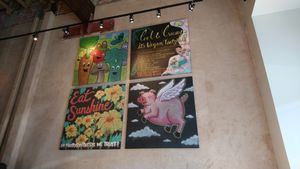 Wall art inside at Native Foods in West Los Angeles