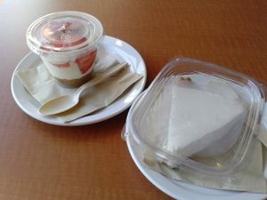 strawberry parfait and key lime pie at Native Foods in West Los Angeles