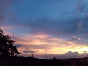 Sunset June 22, 2024, no rain all day (rare for Monteverde) at Morphos in Monteverde