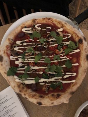 Vegan salami pizza   at Havana in Warsaw