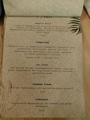 Menu starters II at Hippie Chay in Munich