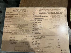 Speisekarte Seite 2  at An Hy in Hoi An