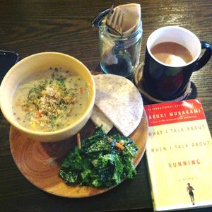 Amazing vegan comfort food good coffee and a book is all I need.   at Plant Cafe & Kitchen - Itaewon in Seoul