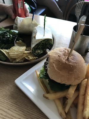 Tofu wrap and plant burger at Plant Cafe & Kitchen - Itaewon in Seoul