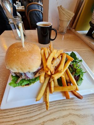 First meal out of quarantine.. vegan burger! at Plant Cafe & Kitchen - Itaewon in Seoul