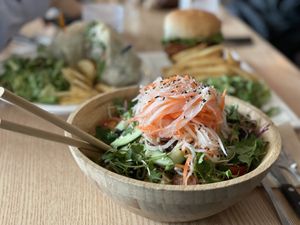 Fusion cuisine. Vegetables are fresh in this cold buckwheat soba noodle with peanut butter sauce  at Plant Cafe & Kitchen - Itaewon in Seoul