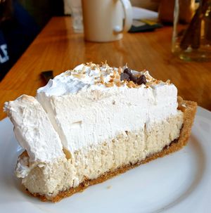 was creamy but a bit too much dried shredded coconut in the pie for me. at Plant Cafe & Kitchen - Itaewon in Seoul