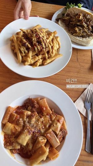 Pasta, fries and Phili cheesesteak   at Plant Cafe & Kitchen - Itaewon in Seoul