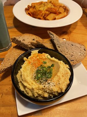Hummus and warm delicious bread   at Plant Cafe & Kitchen - Itaewon in Seoul