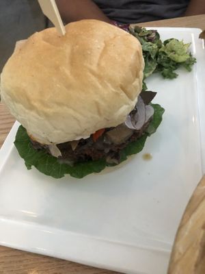Healthy mushrooms burger. Quiet impressive! Very tasty !  at Plant Cafe & Kitchen - Itaewon in Seoul